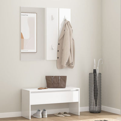 Stella Homewares Hallway Furniture Set High Gloss White Engineered Wood
