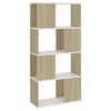 Stella Homewares Book Cabinet Room Divider White and Sonoma Oak 60x24x124.5 cm