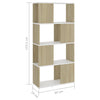 Stella Homewares Book Cabinet Room Divider White and Sonoma Oak 60x24x124.5 cm