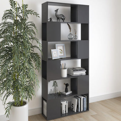 Stella Homewares Book Cabinet Room Divider Grey 80x24x186 cm Engineered Wood