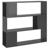 Stella Homewares Book Cabinet Room Divider High Gloss Grey 100x24x94 cm