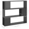 Stella Homewares Book Cabinet Room Divider High Gloss Grey 100x24x94 cm