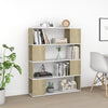 Stella Homewares Book Cabinet Room Divider White and Sonoma Oak 100x24x124 cm