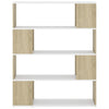Stella Homewares Book Cabinet Room Divider White and Sonoma Oak 100x24x124 cm