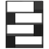 Stella Homewares Book Cabinet Room Divider High Gloss Black 100x24x124 cm