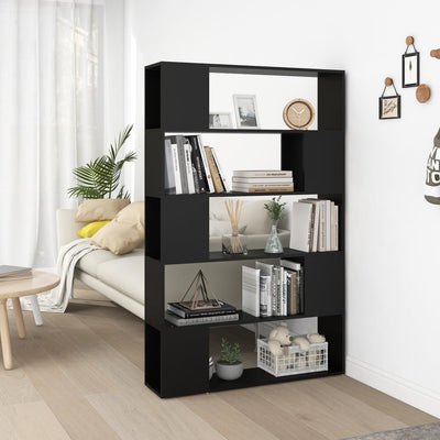 Stella Homewares Book Cabinet Room Divider Black 100x24x155 cm Engineered Wood