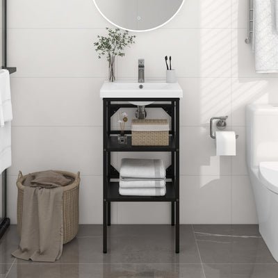 Stella Homewares Bathroom Washbasin Frame Black 40x38x83 cm Iron