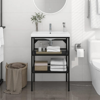 Stella Homewares Bathroom Washbasin Frame Black 59x38x83 cm Iron
