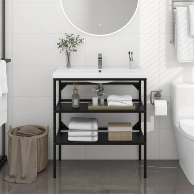 Stella Homewares Bathroom Washbasin Frame Black 79x38x83 cm Iron