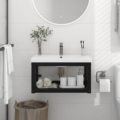 Stella Homewares Wall-mounted Bathroom Washbasin Frame Black 59x38x31 cm Iron