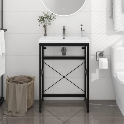 Stella Homewares Bathroom Washbasin Frame Black 59x38x83 cm Iron