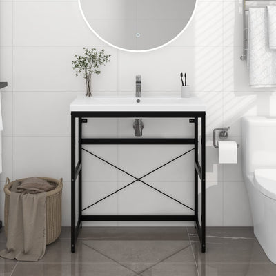 Stella Homewares Bathroom Washbasin Frame Black 79x38x83 cm Iron