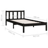 Stella Homewares Bed Frame without Mattress Black Solid Wood 90x190 cm