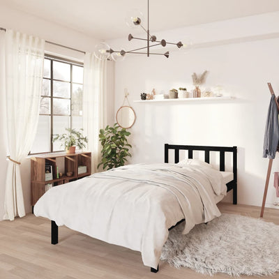 Stella Homewares Bed Frame without Mattress Black Solid Wood 90x190 cm