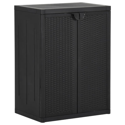 Stella Homewares Garden Storage Cabinet Black 65x45x88 cm PP Rattan