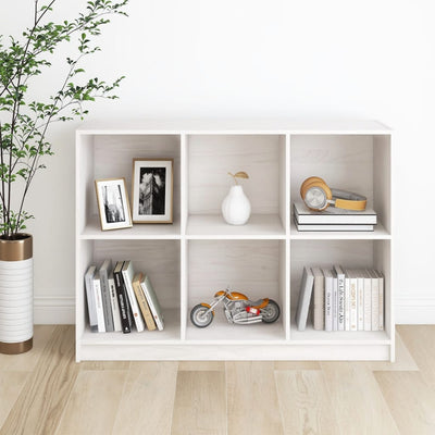 Stella Homewares Book Cabinet White 104x33x76 cm Solid Pinewood