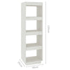 Stella Homewares Book Cabinet/Room Divider White 40x35x135 cm Solid Pinewood