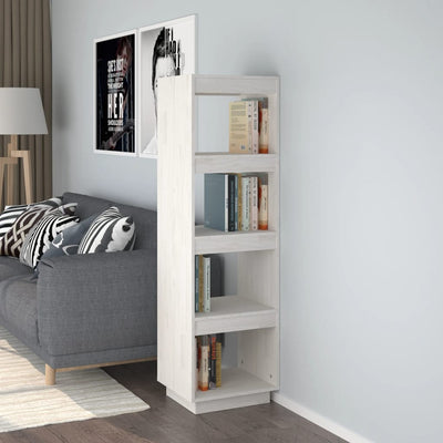Stella Homewares Book Cabinet/Room Divider White 40x35x135 cm Solid Pinewood