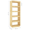 Stella Homewares Book Cabinet/Room Divider 60x35x167 cm Solid Pinewood