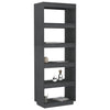 Stella Homewares Book Cabinet/Room Divider Grey 60x35x167 cm Solid Pinewood