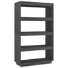 Stella Homewares Book Cabinet/Room Divider Grey 80x35x135 cm Solid Pinewood