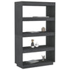 Stella Homewares Book Cabinet/Room Divider Grey 80x35x135 cm Solid Pinewood