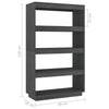 Stella Homewares Book Cabinet/Room Divider Grey 80x35x135 cm Solid Pinewood