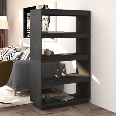 Stella Homewares Book Cabinet/Room Divider Grey 80x35x135 cm Solid Pinewood