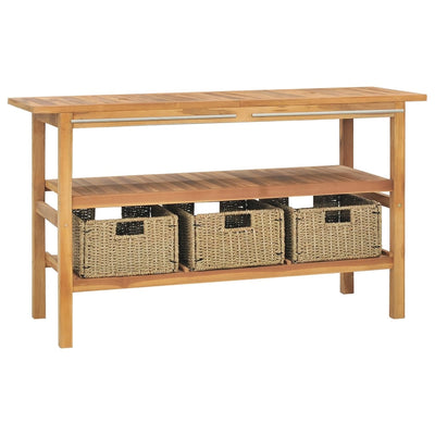 Stella Homewares Bathroom Vanity Cabinet with 3 Baskets Solid Wood Teak 132x45x75 cm