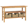 Stella Homewares Bathroom Vanity Cabinet with 3 Baskets Solid Wood Teak 132x45x75 cm
