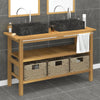 Stella Homewares Bathroom Vanity Cabinet with Black Marble Sinks Solid Wood Teak