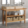 Stella Homewares Bathroom Vanity Cabinet with Cream Marble Sinks Solid Wood Teak