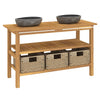 Stella Homewares Bathroom Vanity Cabinet with River Stone Sinks Solid Wood Teak