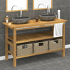 Stella Homewares Bathroom Vanity Cabinet with River Stone Sinks Solid Wood Teak