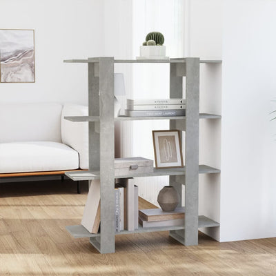 Stella Homewares Book Cabinet/Room Divider Concrete Grey 100x30x123.5 cm