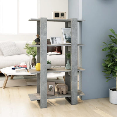 Stella Homewares Book Cabinet/Room Divider Concrete Grey 80x30x123.5 cm