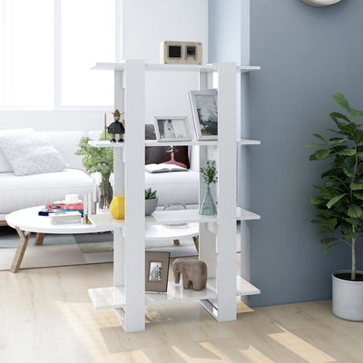 Stella Homewares Book Cabinet/Room Divider High Gloss White 80x30x123.5 cm