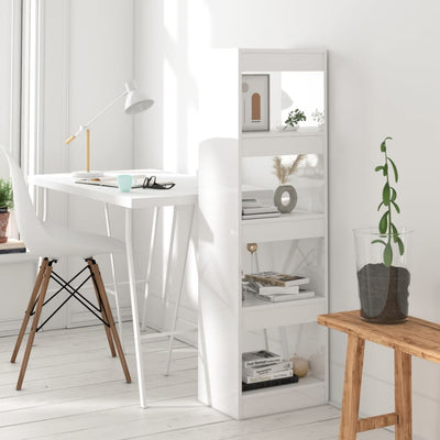 Stella Homewares Book Cabinet/Room Divider High Gloss White 40x30x135 cm