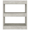 Stella Homewares Book Cabinet/Room Divider Concrete Grey 60x30x72 cm