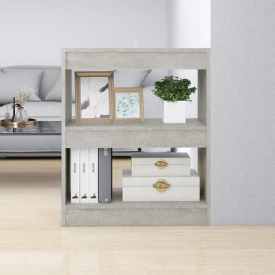Stella Homewares Book Cabinet/Room Divider Concrete Grey 60x30x72 cm