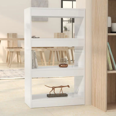 Stella Homewares Book Cabinet/Room Divider High Gloss White 60x30x103 cm Engineered Wood
