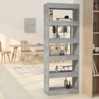 Stella Homewares Book Cabinet/Room Divider Concrete Grey 60x30x166 cm Engineered Wood