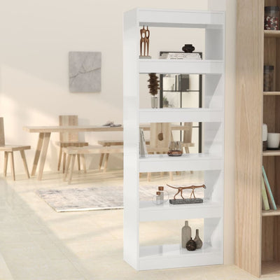 Stella Homewares Book Cabinet/Room Divider High Gloss White 60x30x166 cm Engineered Wood