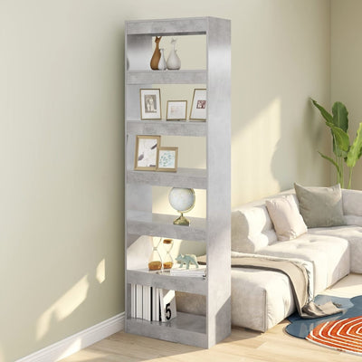 Stella Homewares Book Cabinet/Room Divider Concrete Grey 60x30x198 cm