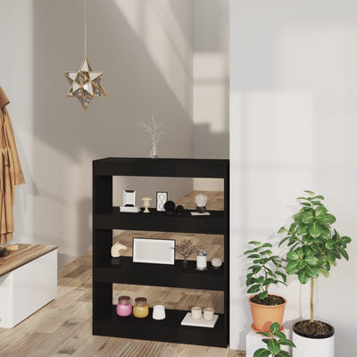 Stella Homewares Book Cabinet/Room Divider Black 80x30x103 cm Engineered wood