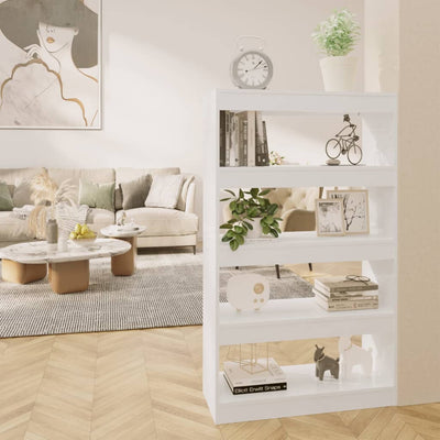 Stella Homewares Book Cabinet/Room Divider High Gloss White 80x30x135 cm Engineered Wood