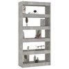 Stella Homewares Book Cabinet/Room Divider Concrete Grey 80x30x166 cm Engineered Wood