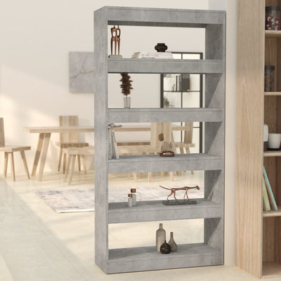 Stella Homewares Book Cabinet/Room Divider Concrete Grey 80x30x166 cm Engineered Wood