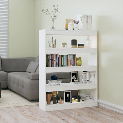Stella Homewares Book Cabinet/Room Divider High Gloss White 100x30x135 cm