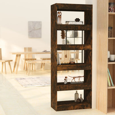 Stella Homewares Book Cabinet/Room Divider Smoked Oak 60x30x166 cm Engineered Wood